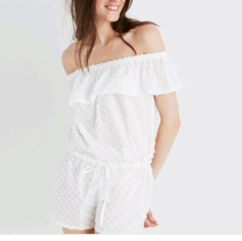 Madewell white off shoulder romper